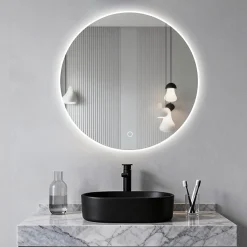 Miroir LED rond pour salle de bain de diamètre 60cm avec éclairage LED lumière froide SANILAND