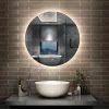 Miroir LED rond sans cadre de 90cm, dimmable + mémoire + antibuée, IP44, horizontal/vertical, 6000k blanc froid, AICA SANITAIRE