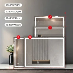 Miroir LED Réversible pour Salle de Bain 80x110 cm - Anti-Buée avec Interrupteur Tactile