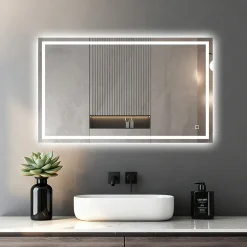 Miroir LED Réversible pour Salle de Bain 80x100 cm - Anti-Buée avec Interrupteur Tactile