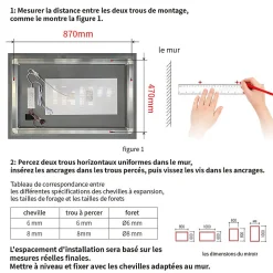 Miroir LED Réversible pour Salle de Bain 80x100 cm - Anti-Buée avec Interrupteur Tactile