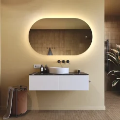 Miroir LED Salle de Bain - ARTFORMA - Ovale - 120x70cm - LED Dual + interrupteur tactile + anti-buée