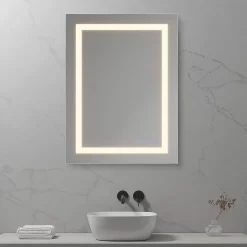 Miroir LED salle de bain OBLONG 60 x 80 cm réversible, anti-buée + éclairage et intensité réglables - Saniverre