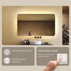 Miroir LED Salle de Bain - ARTFORMA - Forme arrondie - 120x70cm - LED Dual + interrupteur tactile + anti-buée
