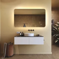 Miroir LED Salle de Bain - ARTFORMA - Forme arrondie - 120x70cm - LED Dual + interrupteur tactile + anti-buée