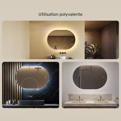 Miroir LED Salle de Bain - ARTFORMA - Ovale - 100x70cm - LED Dual + interrupteur tactile + anti-buée