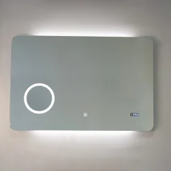 Miroir Led 100X70 Avec Allumage Tactile Et Horloge Digitale Intégrée