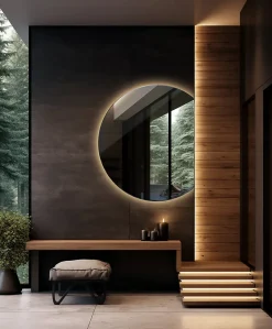 Miroir LED 70x80 cm style épuré lumière chaude 1 pc