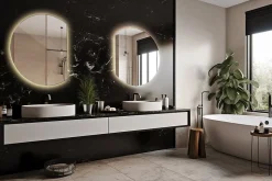 Miroir LED 70x80 cm style épuré lumière chaude 1 pc