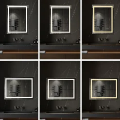 Miroir lumineux CIMEO 70 x 90 cm (ou 90x70) LED 2100 lms, antibuée + intensité & couleur réglables salle de bain - Saniverre