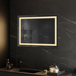 Miroir lumineux CIMEO 70 x 90 cm (ou 90x70) LED 2100 lms, antibuée + intensité & couleur réglables salle de bain - Saniverre