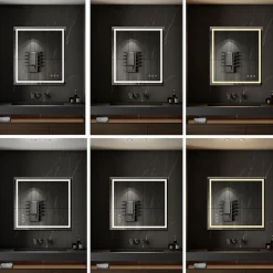 Miroir lumineux CIMEO 90 x 100 cm (ou 100x90) LED 2100 lms, antibuée + intensité & couleur réglables salle de bain - Saniverre