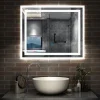 Miroir lumineux dimmable, 70x50cm, avec mémoire, salle de bain anti-buée, 6000k blanc froid, IP44, AICA SANITAIRE