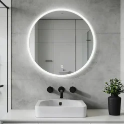 Miroir lumineux salle de bains rond 80x80 cm - Anti-Buée , Mémoire, LED,Miroir salle de bains