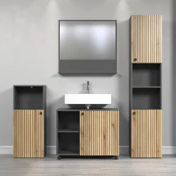 Miroir mural avec 1 tablette L80 cm - PUREBLISS