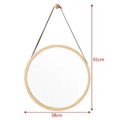 Miroir mural avec cadre en bambou marron Helloshop26