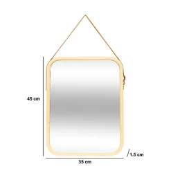 Miroir mural avec lanière en cuir 45x35cm - Marron- 5five