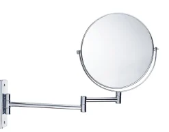 Miroir mural cosmétique sur bras mobile et orientable en laiton chromé - 20cm - support 31cm - D-Code
