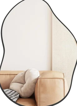 Miroir Mural Décoratif, avec Réflexion HD Claire, Cadre en Bois 2 Méthodes de Suspension pour Entrée,Salon(Or,78 x 56,5cm) (Noir)