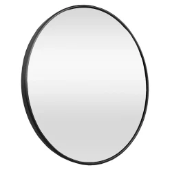 Miroir mural diamètre 40 cm cadre aluminium noir Helloshop26