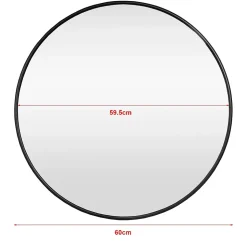 Miroir mural diamètre 60 cm cadre aluminium noir Helloshop26