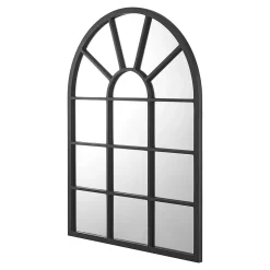 Miroir mural forme fenêtre arrondie 80 noir Helloshop26