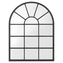 Miroir mural forme fenêtre arrondie 80 noir Helloshop26