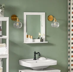 Miroir Mural Meuble Salle de Bain avec 1 étage plateau, FRG129-W, SoBuy