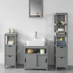 Miroir Mural Meuble Salle de Bain avec 1 étage Plateau, FRG129-SG, SoBuy