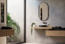 Miroir mural oval design de salle de bain avec cadre en aluminium noir - 8144B - 55x100cm