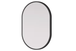 Miroir mural oval design de salle de bain avec cadre en aluminium noir - 8144B - 40x60cm