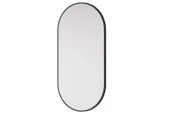 Miroir mural oval design de salle de bain avec cadre en aluminium noir - 8144B - 60x120cm