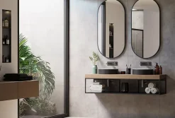 Miroir mural oval design de salle de bain avec cadre en aluminium noir - 8144B - 60x120cm