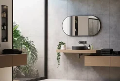 Miroir mural oval design de salle de bain avec cadre en aluminium noir - 8144B - 60x120cm