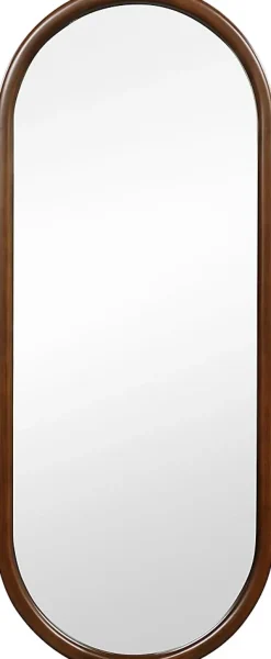Miroir Mural Peu Encombrant,avec Cadre en Bois Massif,Miroir HD,4 Crochets de Fixation,pour Salon,Chambre, Balcon, Entrée, Noyer