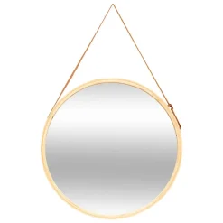 Miroir mural rond avec lanière en cuir D50cm - Marron- 5five
