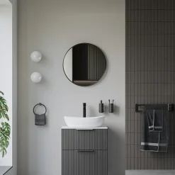 Miroir mural rond design de salle de bain, cadre en aluminium, verre 4mm - 8232 - Couleur et Noir, 60cm