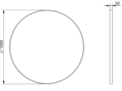 Miroir mural rond design de salle de bain, cadre en aluminium, verre 4mm - 8232 - Couleur et Blanc, 100cm