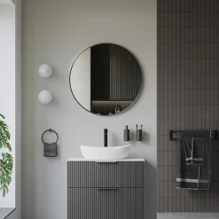 Miroir mural rond design de salle de bain, cadre en aluminium, verre 4mm - 8232 - Couleur et Noir, 80cm