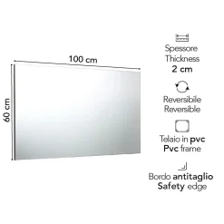 Miroir Mural 100X60 Avec Bord Anti-Coupure