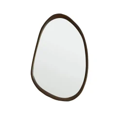 Miroir organique en mindi massif finition noyer 60x90 cm