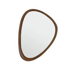 Miroir organique en mindi massif finition noyer 75x60 cm