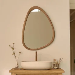 Miroir organique en teck massif 75x60 cm