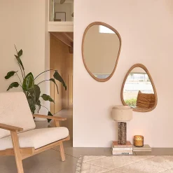 Miroir organique en teck massif 75x60 cm