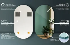 Miroir ovale 40x70 cm mural salle de bain 1 pièce