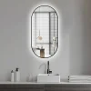 Miroir rectangle arrondi 50x100 cm lumière d'ambiance LED 2700 à 6000 K anti-buée cadre aluminium noir SANILAND
