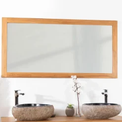 Miroir rectangle en teck massif 140x70