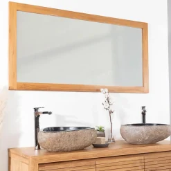 Miroir rectangle en teck massif 140x70
