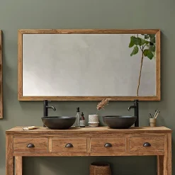 Miroir rectangulaire en teck recyclé massif