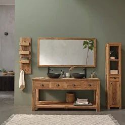 Miroir rectangulaire en teck recyclé massif